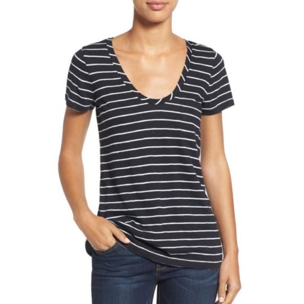 CASLON ROUND NECK STRIPE POCKET TEE ❤️IN STORES❤️